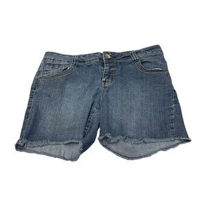 L.e.i. Boyfriend Shorts Girls 11 Blue Denim Stretch Frayed Hem Ashley Low-Rise